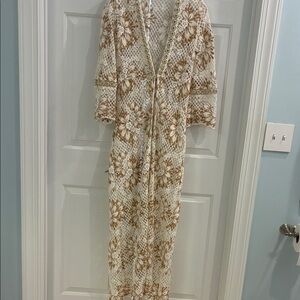 Boston Proper Floral Crochet Maxi Dress